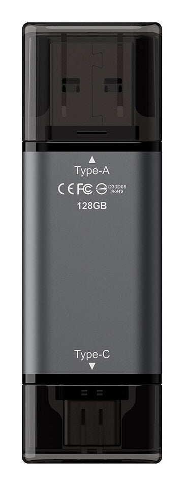 Team Group X1 USB 3.2 Gen1 USB flash drive 128 GB USB Type-A / USB Type-C 3.2 Gen 1 (3.1 Gen 1) Black, Grey