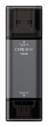 Team Group X1 USB 3.2 Gen1 USB flash drive 128 GB USB Type-A / USB Type-C 3.2 Gen 1 (3.1 Gen 1) Black, Grey