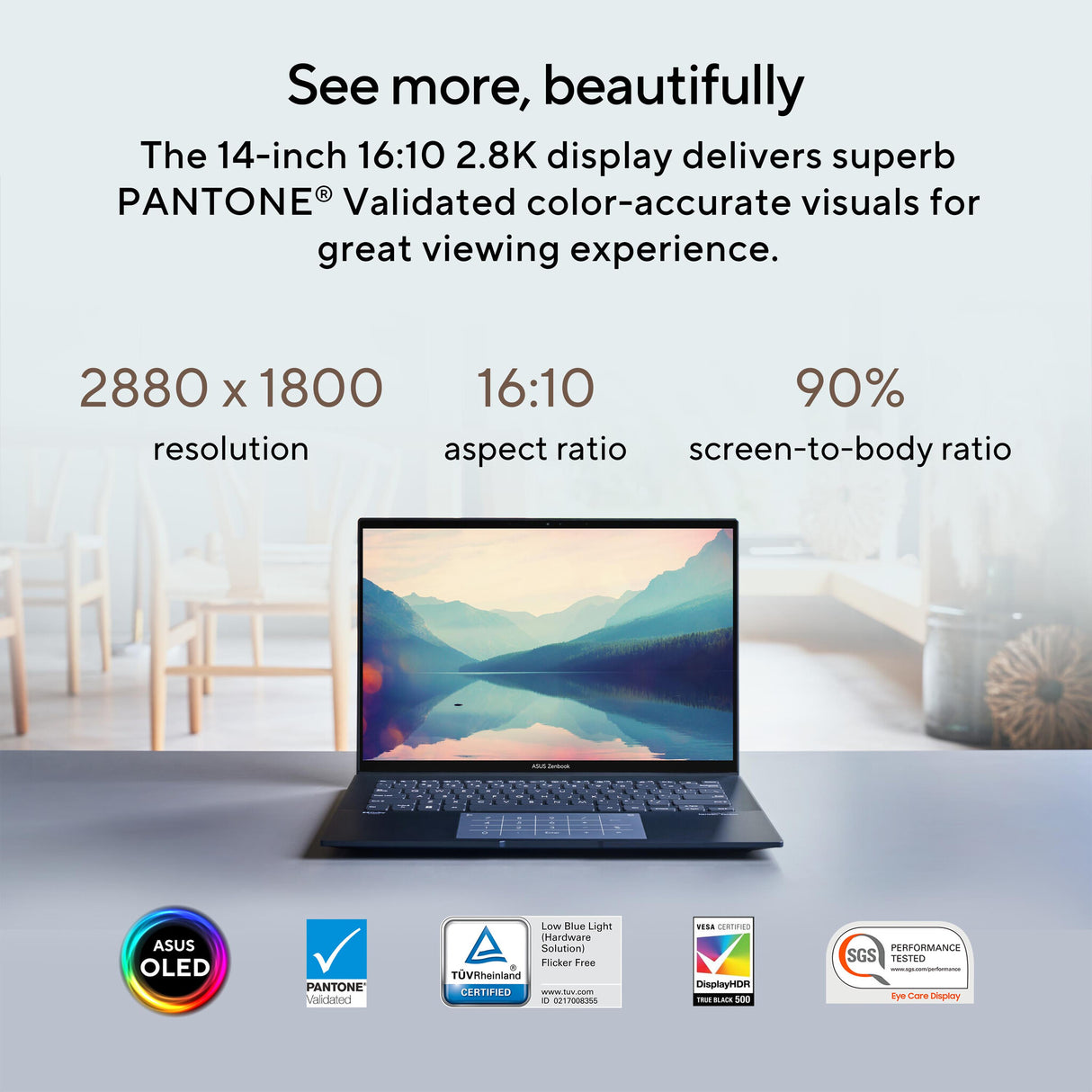ASUS Zenbook 14 OLED UX3402VA-KN114W Intel® Core™ i5 i5-1340P Laptop 35.6 cm (14") Touchscreen 2.8K 16 GB LPDDR5-SDRAM 512 GB SSD Wi-Fi 6E (802.11ax) Windows 11 Home Blue