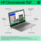 HP Chromebook 15a-nb0004na Intel® Core™ i3 i3-N305 39.6 cm (15.6") Full HD 8 GB LPDDR5-SDRAM 256 GB Flash Wi-Fi 6 (802.11ax) ChromeOS Silver