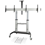 StarTech.com Dual TV Cart for 37-60in VESA TVs up to 110lb/50kg each - Height Adjustable TV Mount, Mobile Display Cart w/ Equipment Shelves - Rolling TV Cart on Wheels - Rolling TV Stand