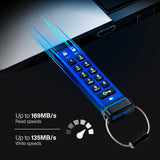 iStorage datAshur PRO 256 GB | Secure Flash Drive | FIPS 140-2 Level 3 Certified| NLNCSA DEP-V Certified | NATO Restricted Certified |AES-XTS 256-bit Hardware Encryption | PIN protected | Dust/Water Resistant