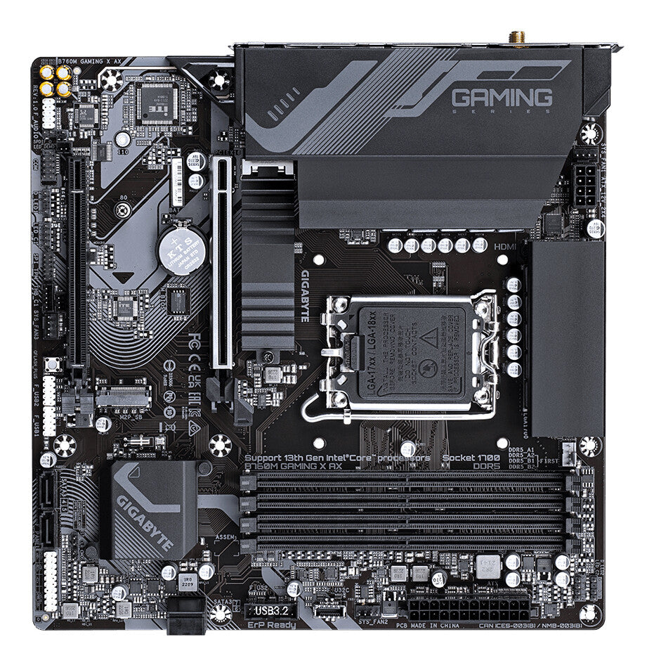 GIGABYTE B760M Gaming X AX Motherboard - Supports Intel Core 14th Gen CPUs, 8+1+1 Phases VRM, up to 7600MHz DDR5, 2xPCIe 4.0 M.2, Wi-Fi 6E, 2.5GbE LAN, USB 3.2 Gen 2