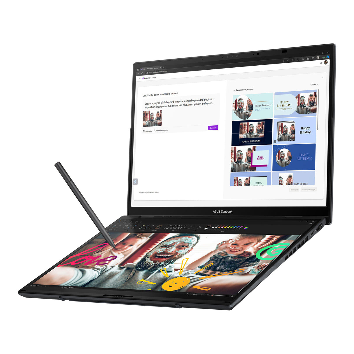ASUS Zenbook Duo UX8406CA-QL135W Intel Core Ultra 7 255H Hybrid (2-in-1) 35.6 cm (14") Touchscreen WUXGA 16 GB LPDDR5x-SDRAM 1 TB SSD Wi-Fi 7 (802.11be) Windows 11 Home Grey