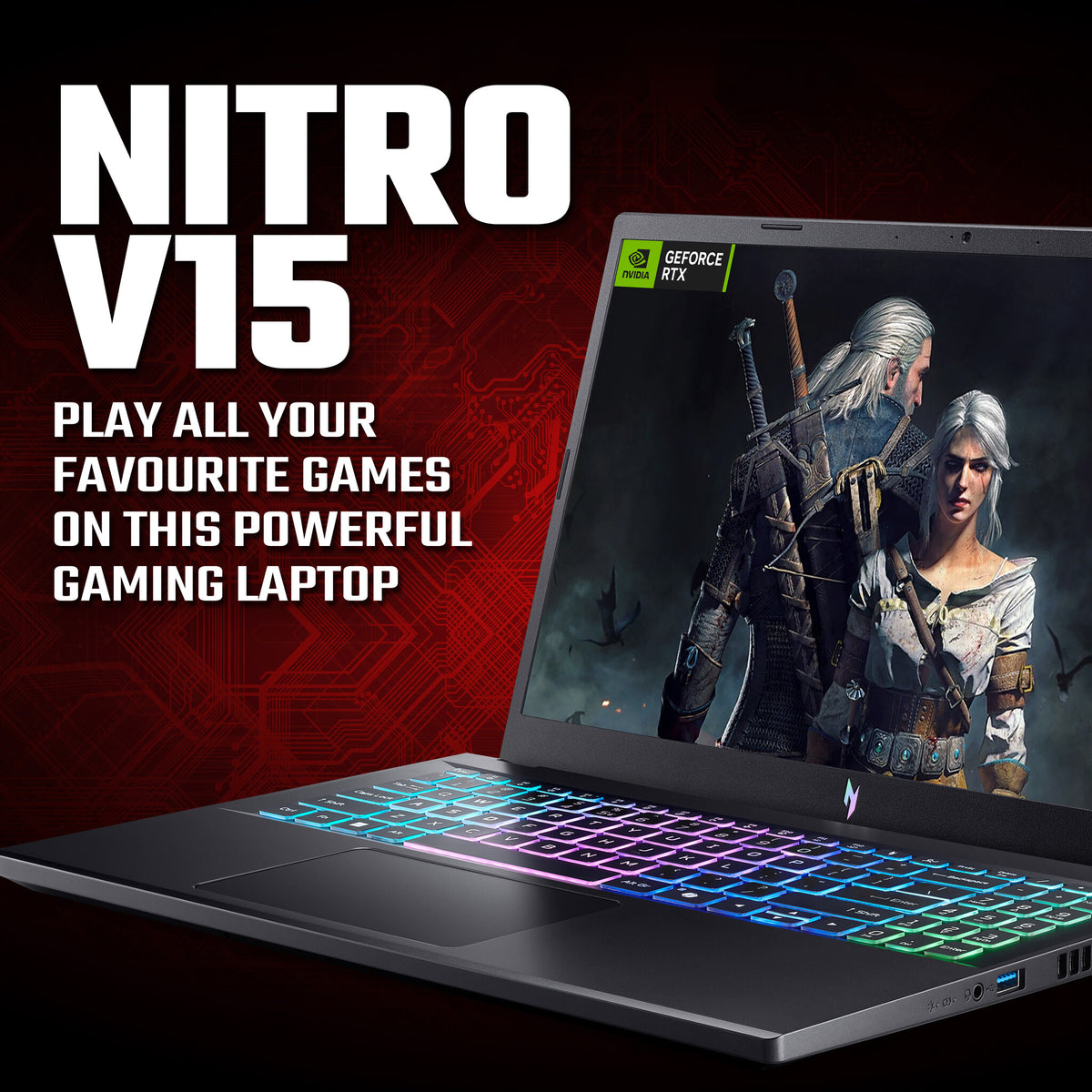 Acer Nitro V 15 ANV15-A31-R81Z AMD Ryzen 5 150 16GB RAM 512GB SSD RTX 5060 15.6" Windows 11 Home Gaming Laptop