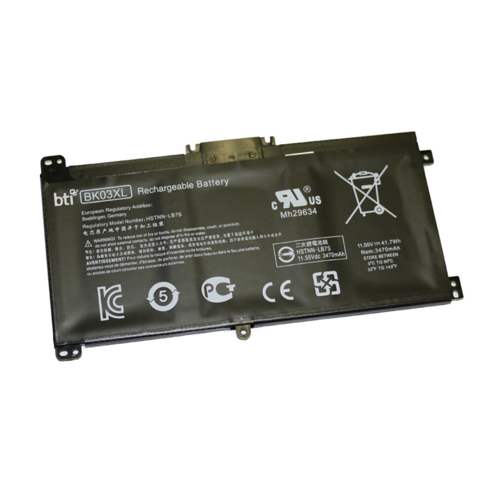 BTI Replacement 3 cell battery for HP Pavilion X360 14-BA X360 14M-BA replacing OEM part numbers BK03XL 916811-855 916366-421 // 11.55V 3615mAh 42Wh