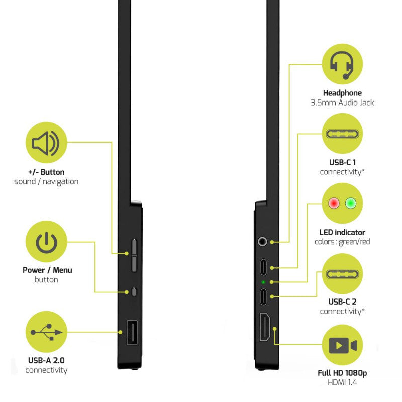 Port Designs PORT Connect 902101 computer monitor 39.6 cm (15.6") 1920 x 1080 pixels Full HD LCD Black