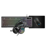 VIDA GAMER BLK 4IN1 USB KB MS HS KIT keyboard Mouse included Gaming QWERTY UK English Black
