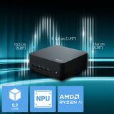 MSI Cubi Z AI 8M AMD Ryzen 7 8845HS, Desktop PC, SFF, Mini Computer, HTPC, (16GB RAM, 1TB Storage, Windows 11 PRO), AMD Radeon Graphics/DDR5/Dual HDMI/Dual LAN/WiFi 6E/BT 5.3/VESA