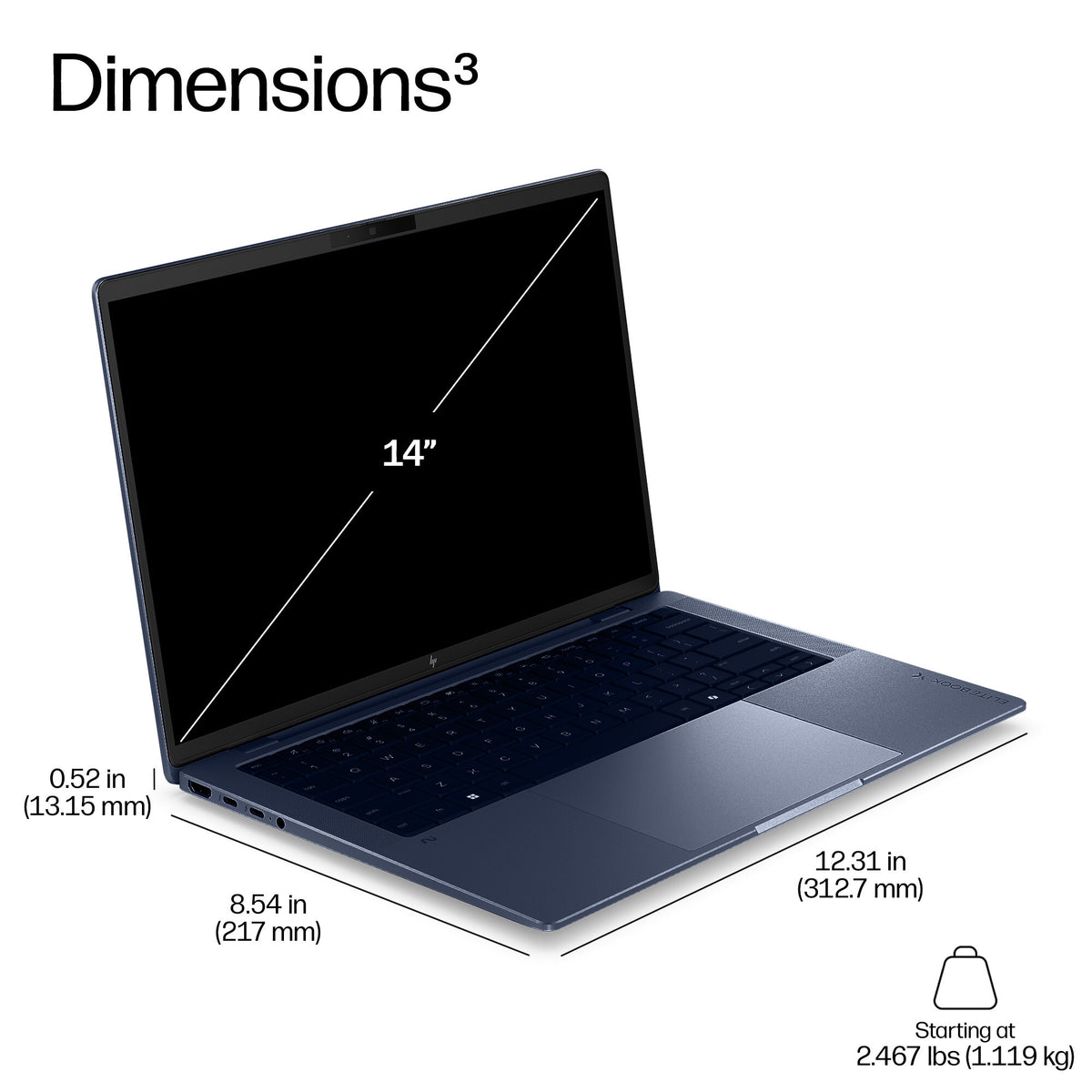 HP EliteBook X G2a 14 inch Notebook Next Gen AI PC Wolf Pro Security Edition Copilot+ PC AMD Ryzen AI 7 PRO Laptop 35.6 cm (14") 3K 32 GB LPDDR5x-SDRAM 512 GB SSD Wi-Fi 7 (802.11be) Windows 11 Pro Blue