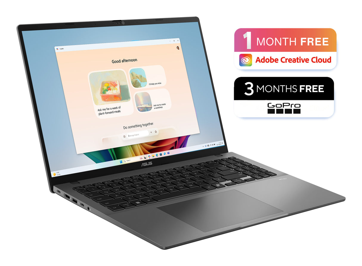 ASUS Vivobook S16 M3607KA-SH008W Copilot+ PC AMD Ryzen™ AI 7 350 Laptop 40.6 cm (16") WUXGA 32 GB DDR5-SDRAM 1 TB SSD Wi-Fi 6 (802.11ax) Windows 11 Home Grey