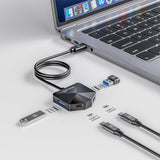 Manhattan USB-C & USB-A Combo Dock/Hub, Ports (4): USB-A (x2) and USB-C (x2), 5 Gbps (USB 3.2 Gen1 aka USB 3.0), Angled Shape for Easy Port Access, External Power Supply Not Needed, Universal for all devices, SuperSpeed USB, Black, Three Year Warranty