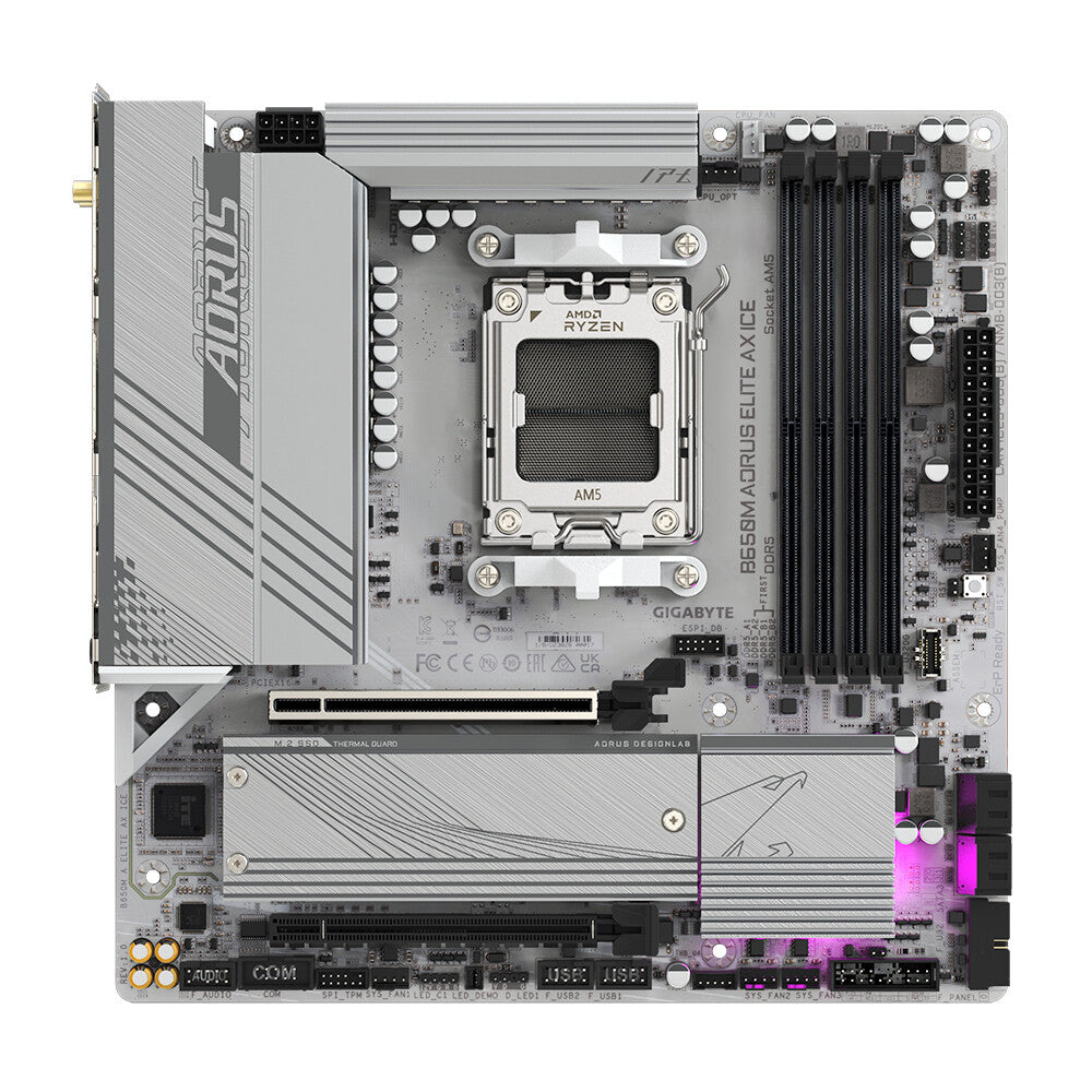 Gigabyte B650M AORUS ELITE AX ICE Motherboard - Supports AMD Ryzen