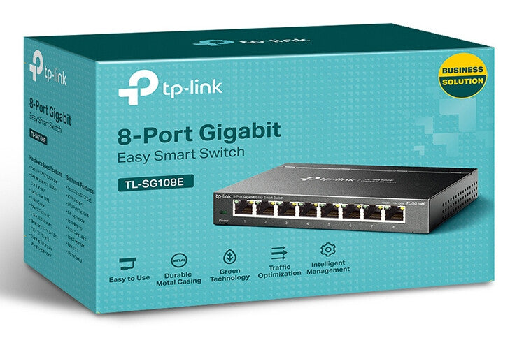 TP-LINK (TL-SG108E) Switch intelligent Gigabit Easy 8 ports, boîtier en acier