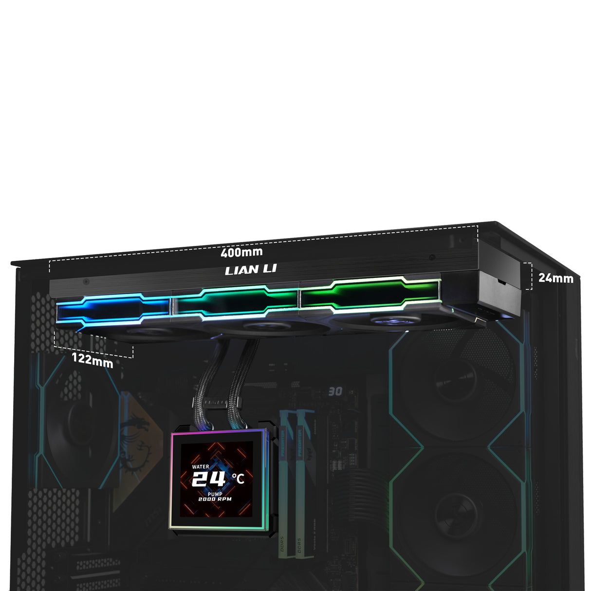 Lian Li HydroShift II LCD-S 360 TL Processor Liquid cooling kit 12 cm Black 1 pc(s)