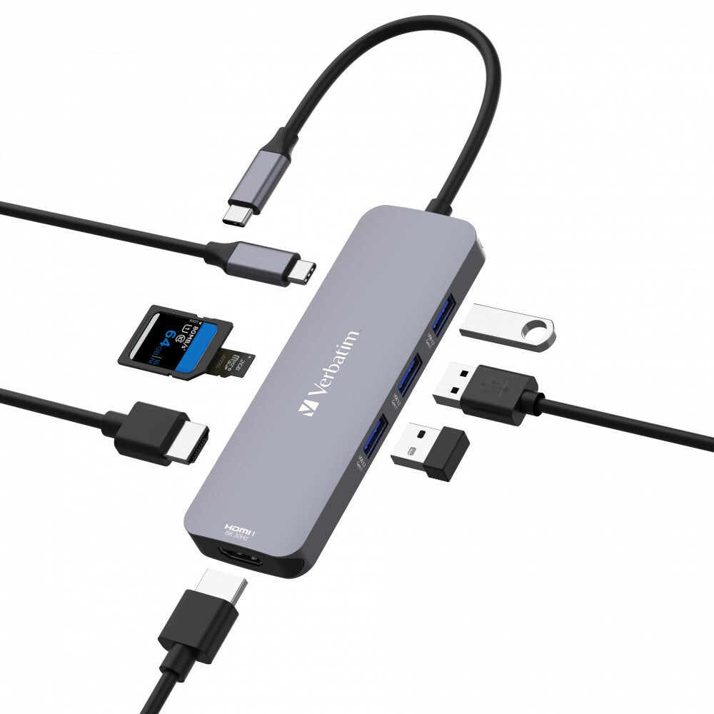 Verbatim CMH-08 USB Type-C 5000 Mbit/s Silver