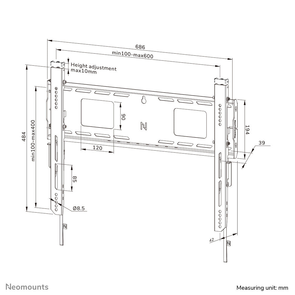 Neomounts WL30-750BL16 Heavy duty wall mount 42-86" - fixed - lockable - fast installation - TÜV