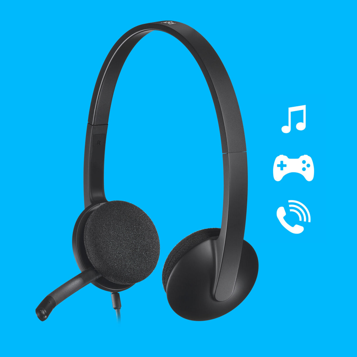 Auriculares estéreo Logitech H340 USB Plug-and-Play con micrófono con cancelación de ruido