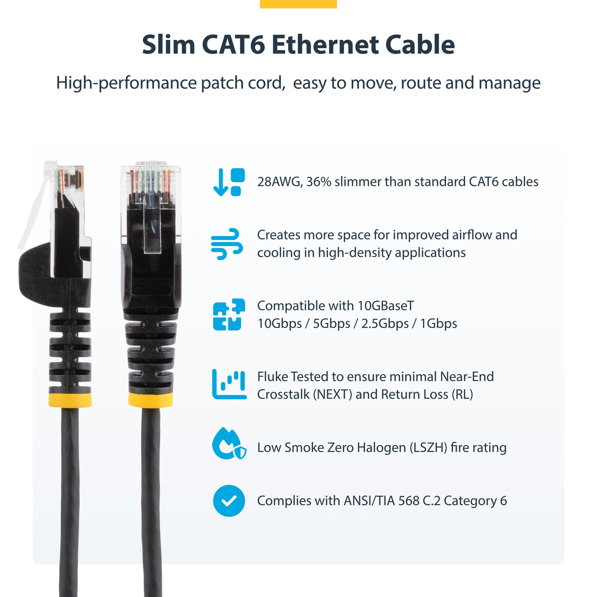 StarTech.com 7m Purple Slim CAT6 Ethernet Cable, Snagless, 100W PoE, UTP, LSZH, 28AWG Pure Bare Copper Wire, Slim RJ45 Network Patch Cord w/Strain Reliefs, Fluke Tested