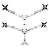 StarTech.com Desk Mount Quad Monitor Arm – Premium Articulating VESA 4 Monitor Mount 2x2 up to 30" – Ergonomic Height Adjustable Pole Mount - Tilt/Swivel/Rotate - C-Clamp/Grommet - Silver