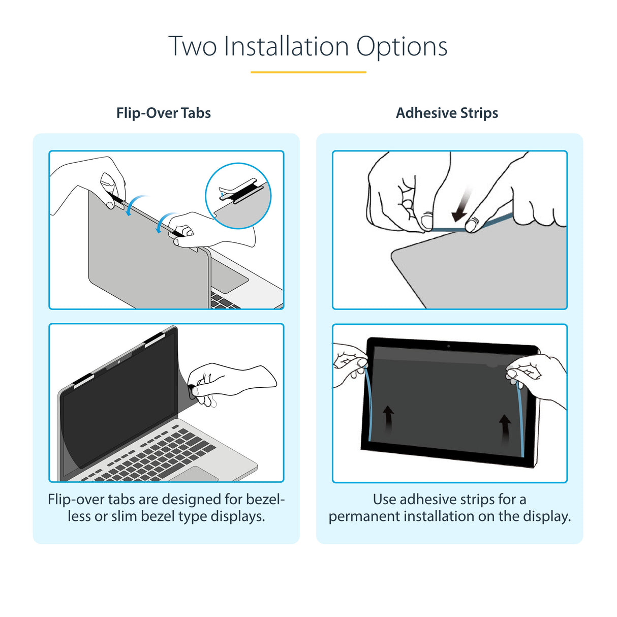 StarTech.com 14-inch 16:9 Flip-Over Privacy Screen with Touch, Anti-Glare Privacy Filter, Laptop Monitor Screen Protector with 51% Blue Light Reduction