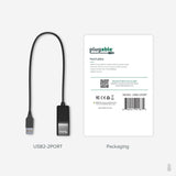 Plugable Technologies 2-in-1 USB Splitter with Dual USB 2.0 Ports, Compatible with Windows, Linux, macOS, Chrome OS, USB Multiport Hub for Laptops