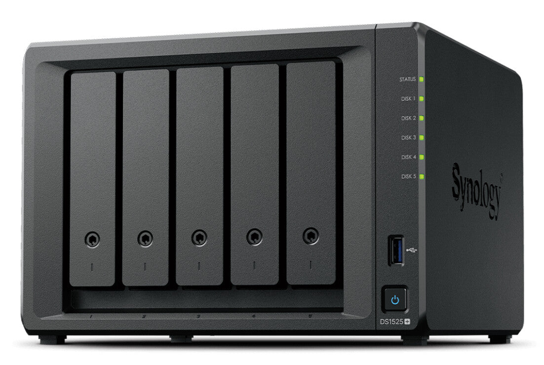 Synology DiskStation DS1525+ NAS Ryzen Embedded V1500B 8 GB DDR4 60 TB HDD Black