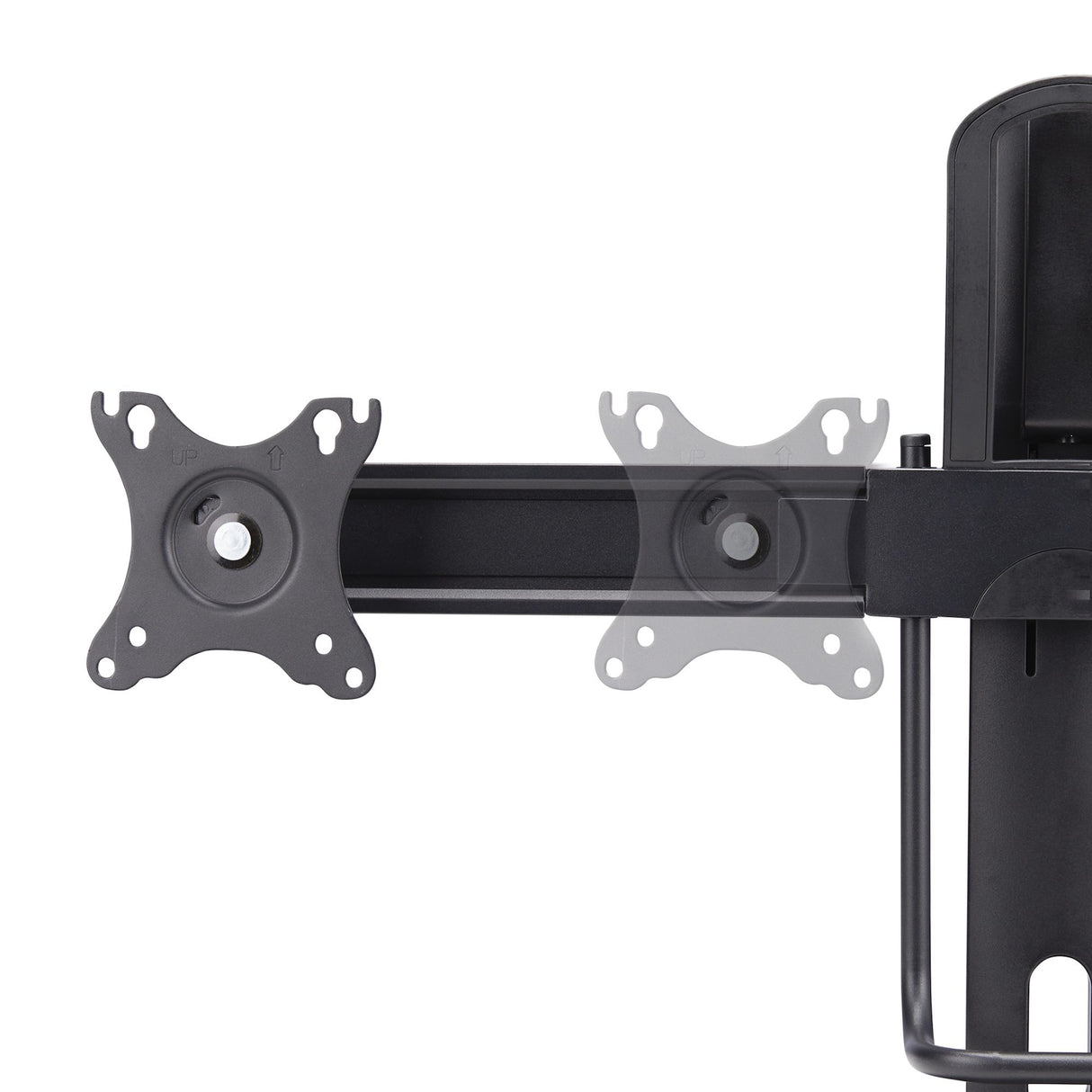 StarTech.com Crossbar Dual Monitor Desk Stand For Double 27-inch Screens, VESA Mount 75x75/100x100, Toolless Height Adjustment, Up To 13.2lb (6kg) Per Display