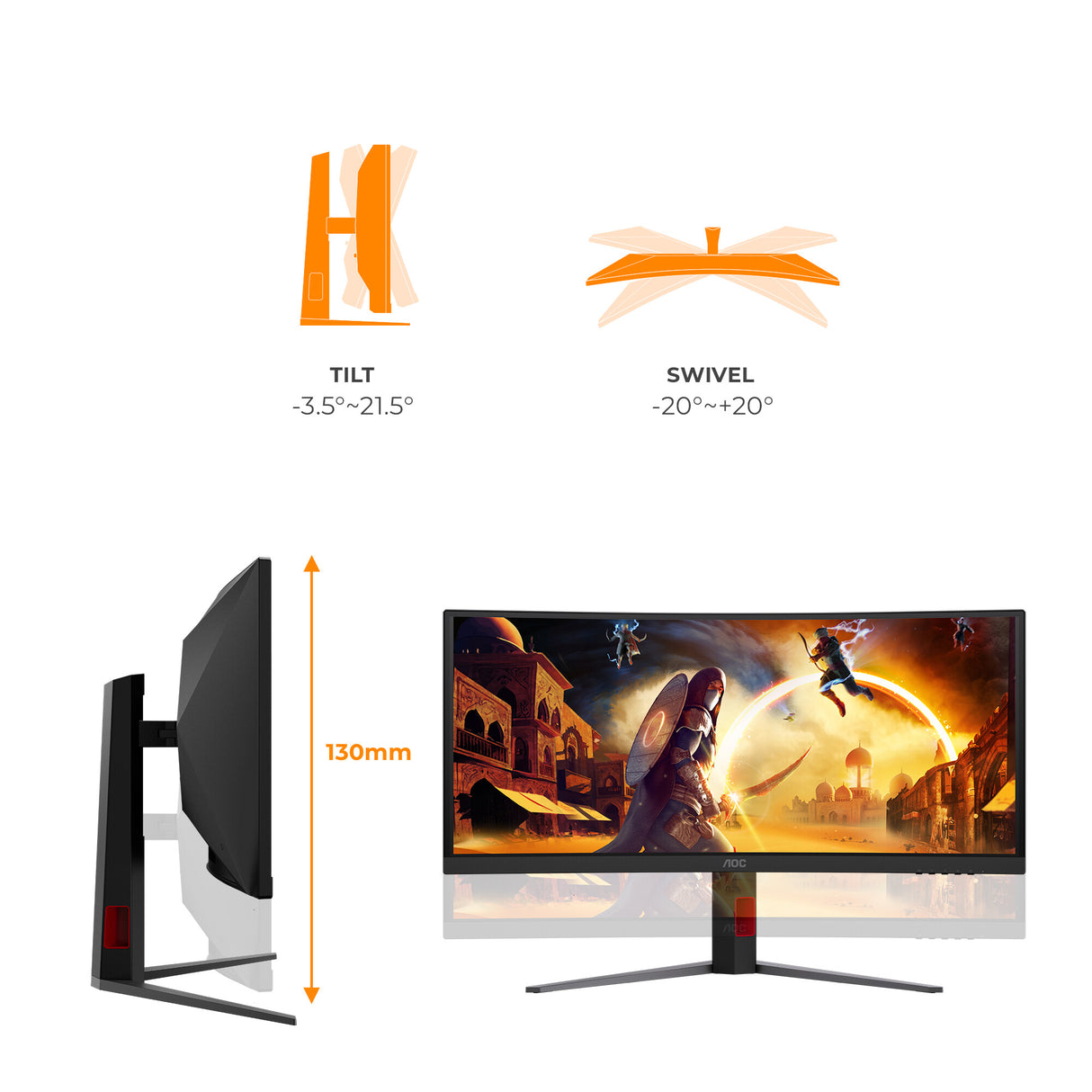 AOC G4 CU34G4CA computer monitor 86.4 cm (34") 3440 x 1440 pixels Wide Quad HD Black, Red