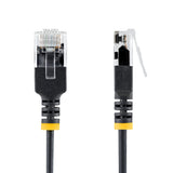 StarTech.com 50cm Black Ultra Slim Cat6A Ethernet Cable, UTP, Pure Bare Copper Wire, 34AWG Slim RJ45 Network Patch Cord, Individually Tested