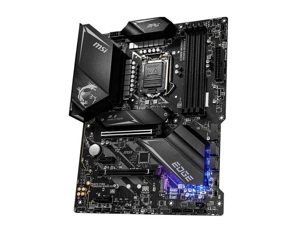 MSI MPG Z490 GAMING EDGE WIFI Motherboard 'ATX, LGA1200, DDR4, LAN, 802.11ax WiFi 6 + Bluetooth 5.1, USB 3.2, Lightning USB, Type C, M.2, RGB, DisplayPort, HDMI, Gen 4 Ready, 10th Gen Intel Core'