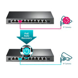 TP-LINK (TL-SG1210MPE) Conmutador inteligente sencillo Gigabit de 10 puertos con POE+ de 8 puertos, RJ45 de 9 puertos y combo SFP/RJ45 de 1 puerto