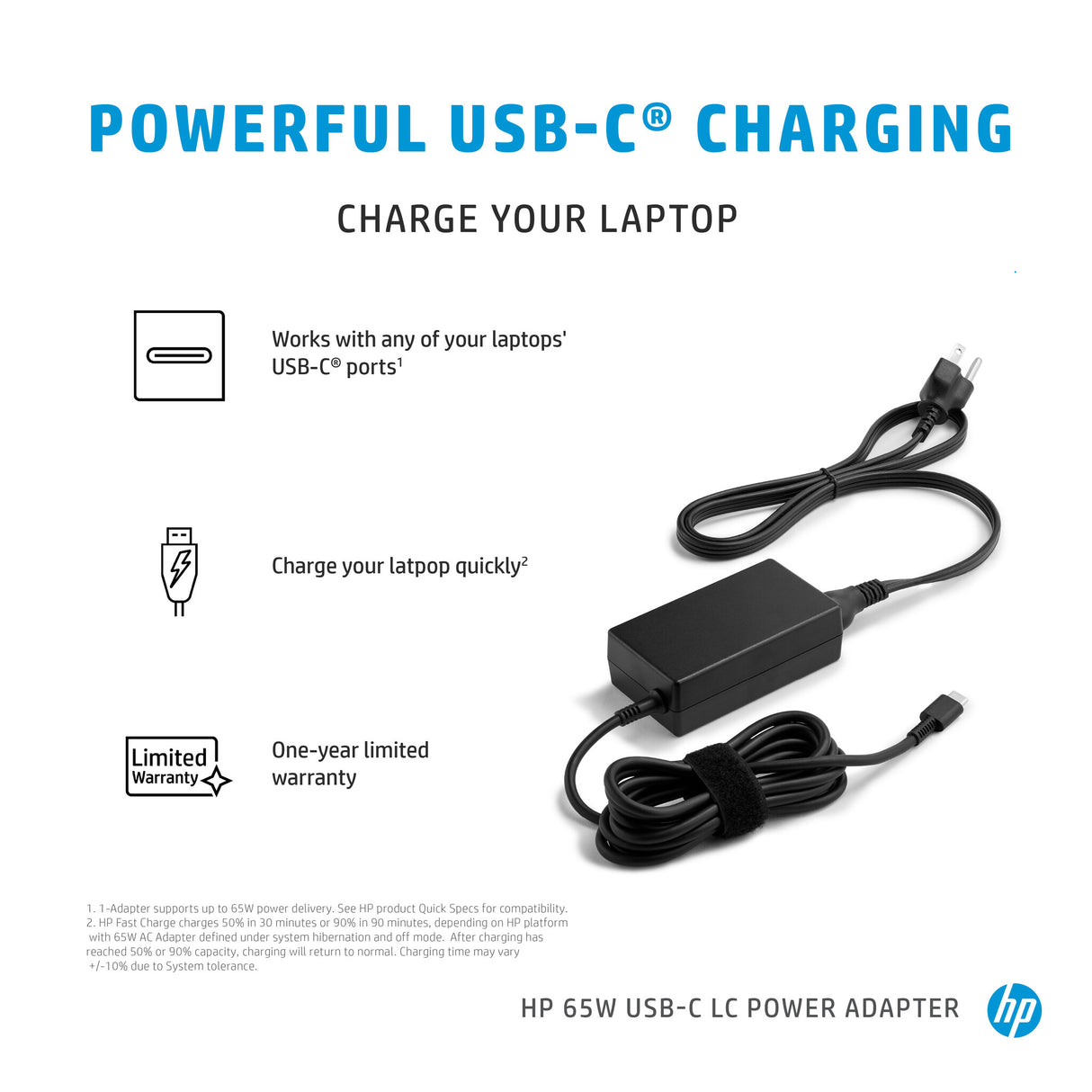 HP 65W USB-C LC Power Adapter