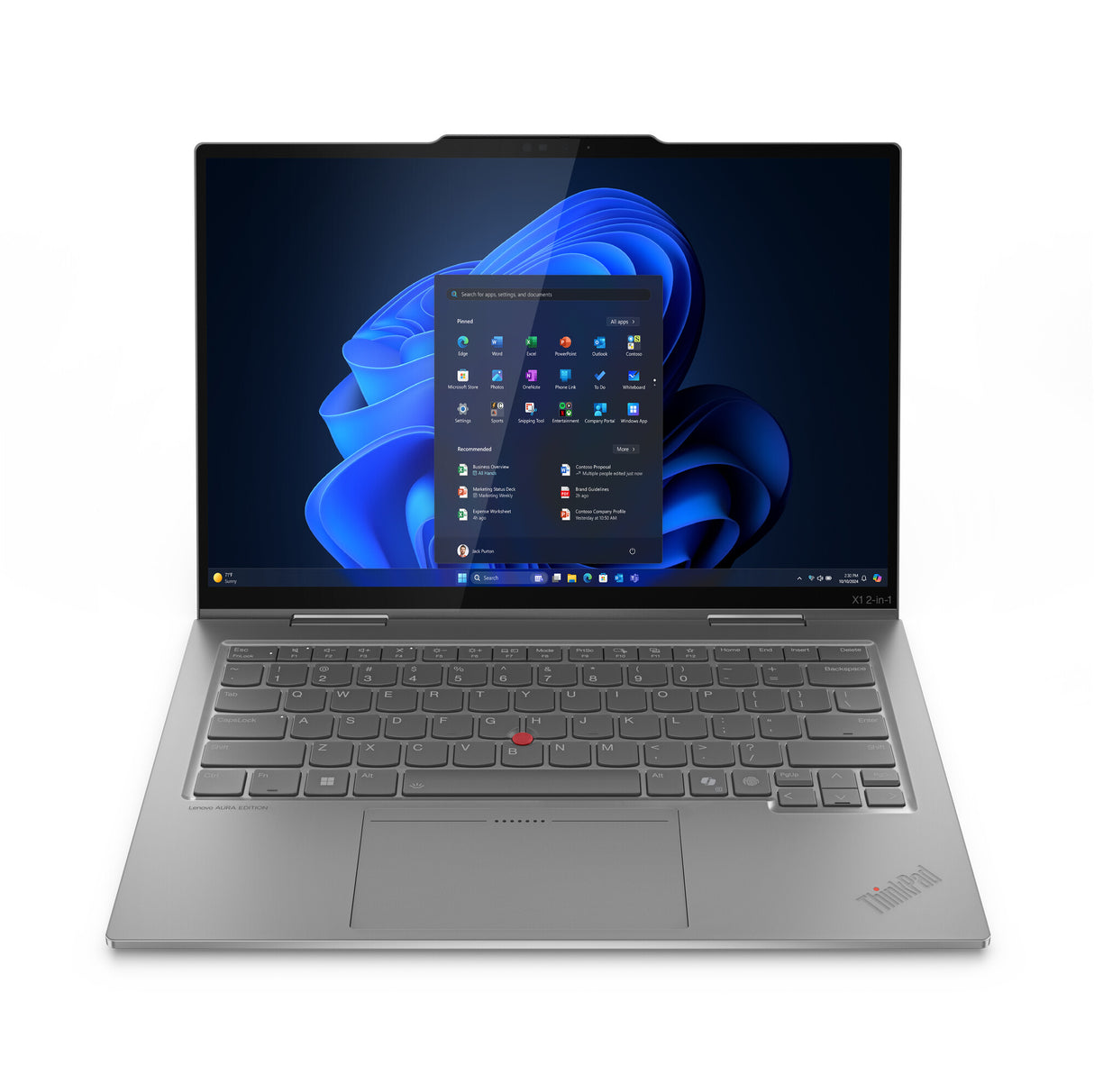 Lenovo ThinkPad X1 2-in-1 Gen 10 Aura Edition Copilot+ PC Intel Core Ultra 7 258V Hybrid (2-in-1) 35.6 cm (14") Touchscreen WUXGA 32 GB LPDDR5x-SDRAM 1 TB SSD Wi-Fi 7 (802.11be) Windows 11 Pro UK English Grey