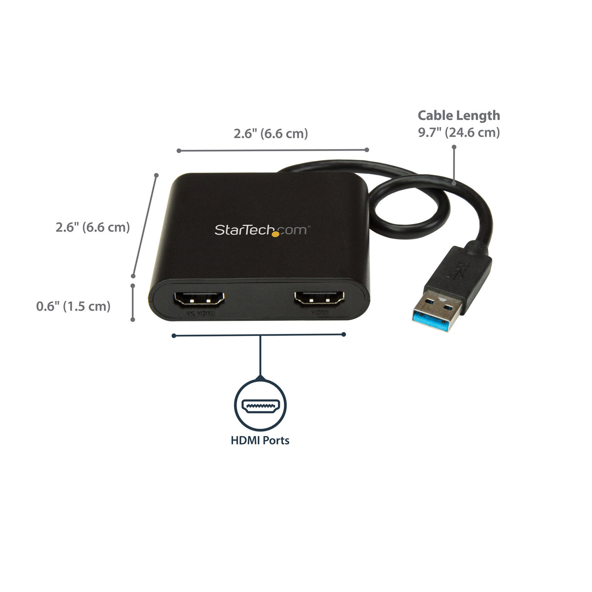 StarTech.com USB 3.0 to Dual HDMI Adapter, USB to 2x HDMI Monitor Converter for Windows (no support for macOS/ChromeOS/Linux) - TAA