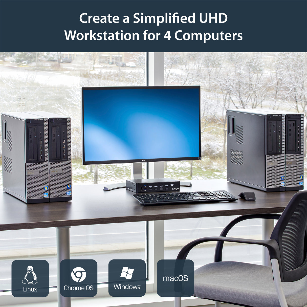 StarTech.com 4-Port DisplayPort KVM Switch - USB 3.0 - 4K 30Hz