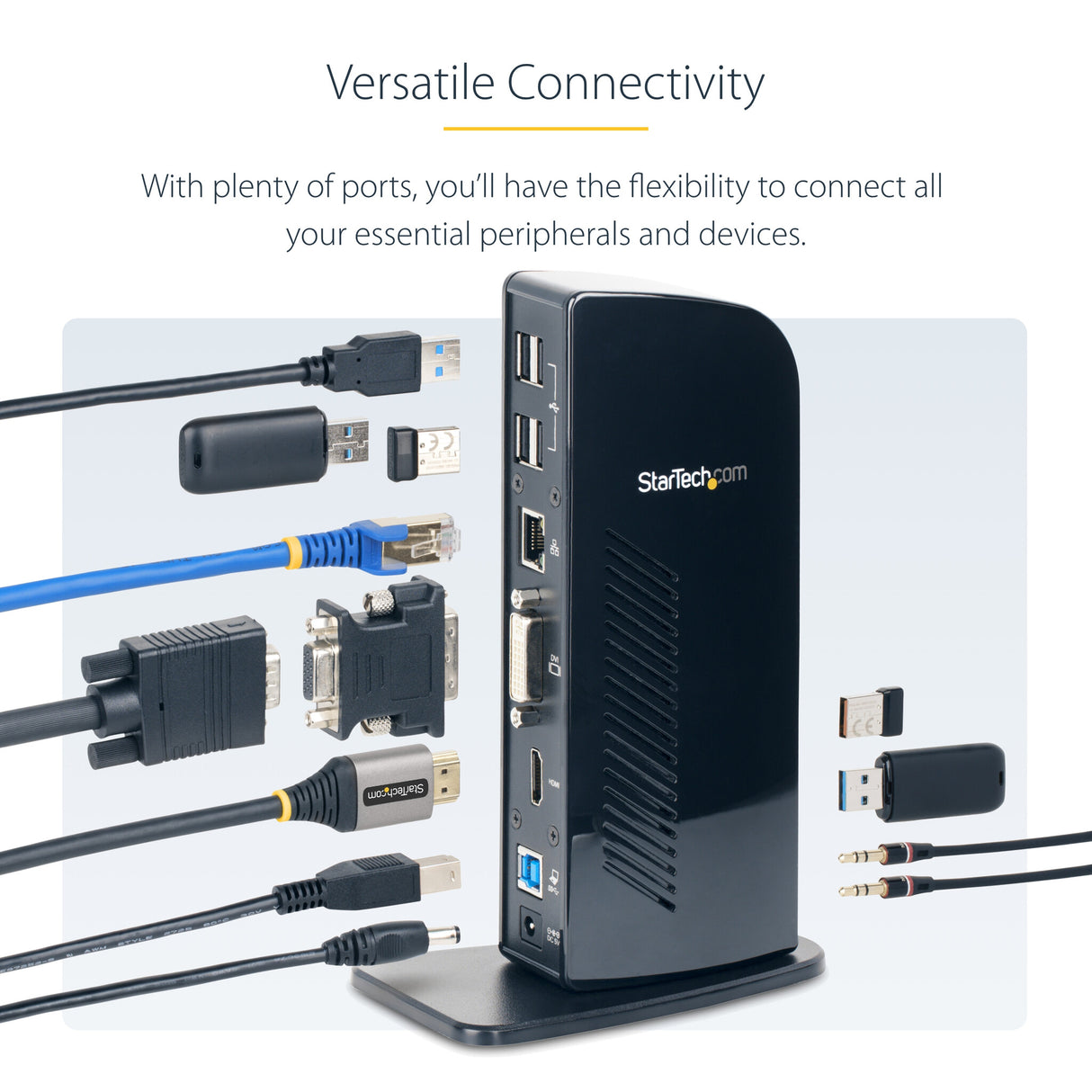 StarTech.com Dual Monitor USB 3.0 Docking Station with HDMI - DVI - 6 x USB Ports~Dual Monitor USB 3.0 Laptop Docking Station with HDMI & DVI/VGA, 6x USB-A Hub, GbE, Audio, Universal Type-A Dock - Windows/macOS/ChromeOS