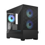 Fractal Design Pop Mini Air RGB (Black TG) Estuche para juegos con ventana de vidrio transparente, Micro ATX, frente de malla hexagonal, 3 ventiladores RGB y controlador ARGB