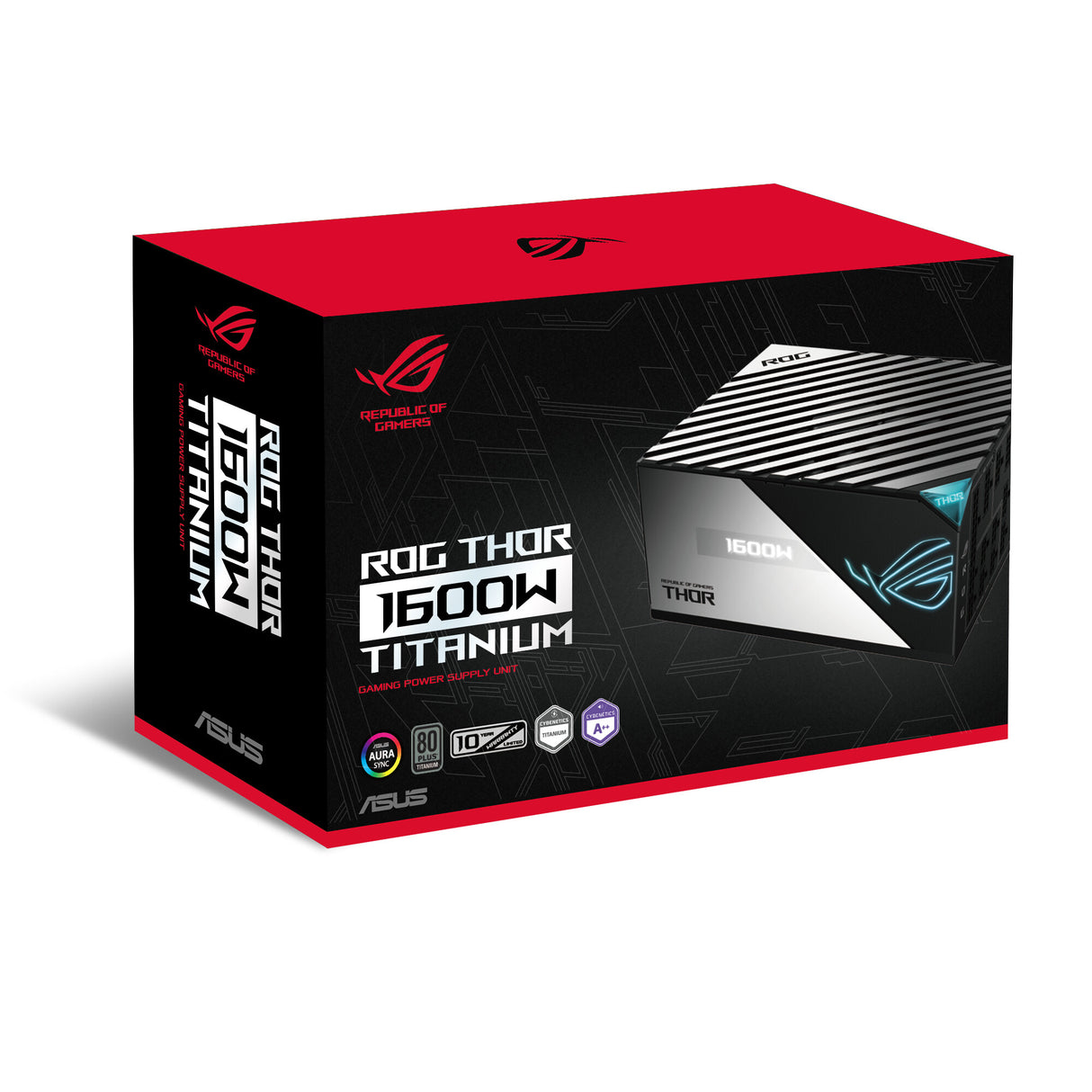 Fuente de alimentación Asus 1600W ROG Thor Titanium, totalmente modular, 80+ Titanium, PCIe 5.0, control de potencia digital, iluminación RGB, pantalla OLED, Lambda A++