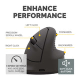 Fellowes Vertical Wireless Mouse Breyta Plus+ Ergonomic Right Handed Vertical Mouse with Antibacterial Protection Large