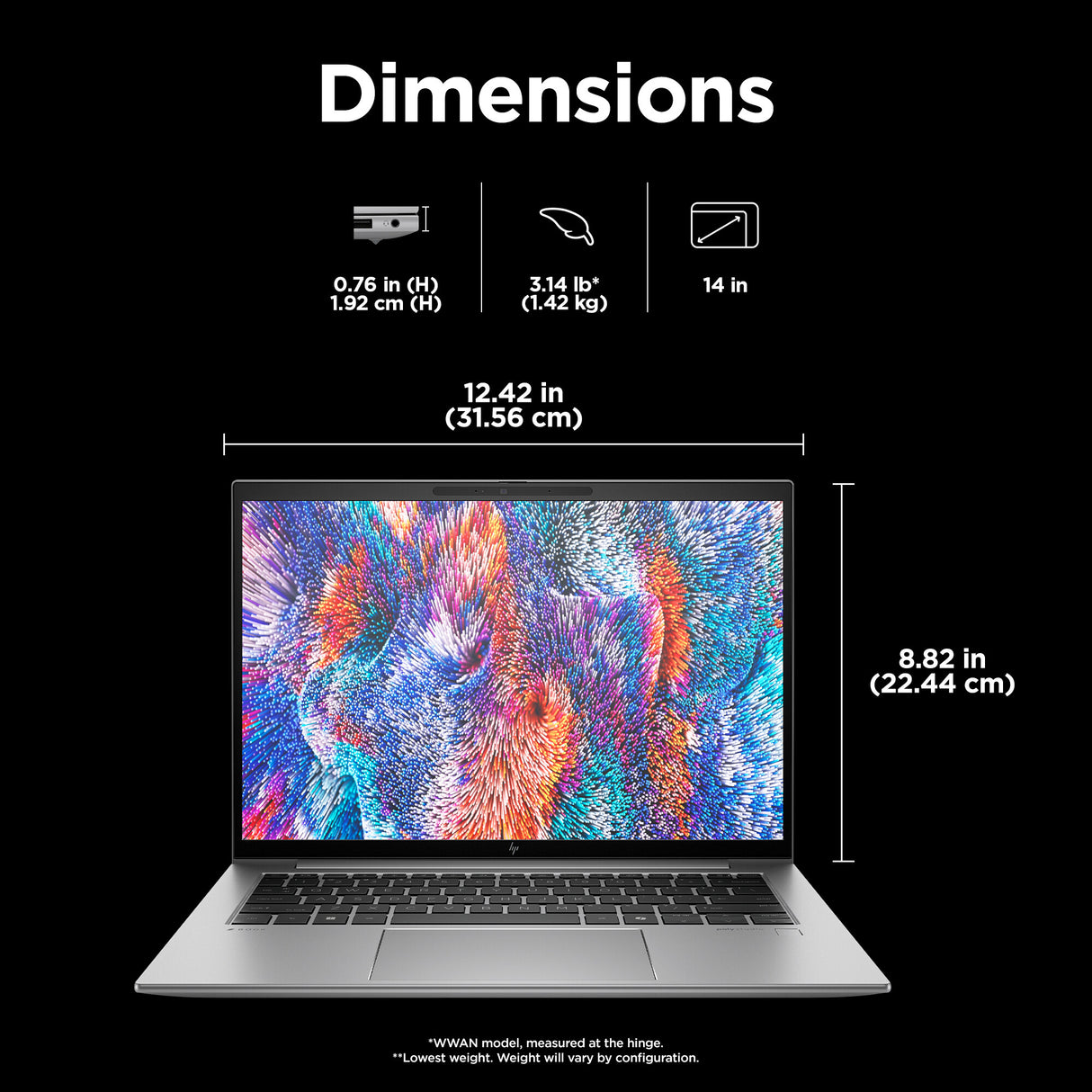 HP ZBook Firefly G11 Intel Core Ultra 7 165H Mobile workstation 35.6 cm (14") WQXGA 32 GB DDR5-SDRAM 1 TB SSD NVIDIA RTX A500 Wi-Fi 6E (802.11ax) Windows 11 Pro AI PC, AI Workstation Grey