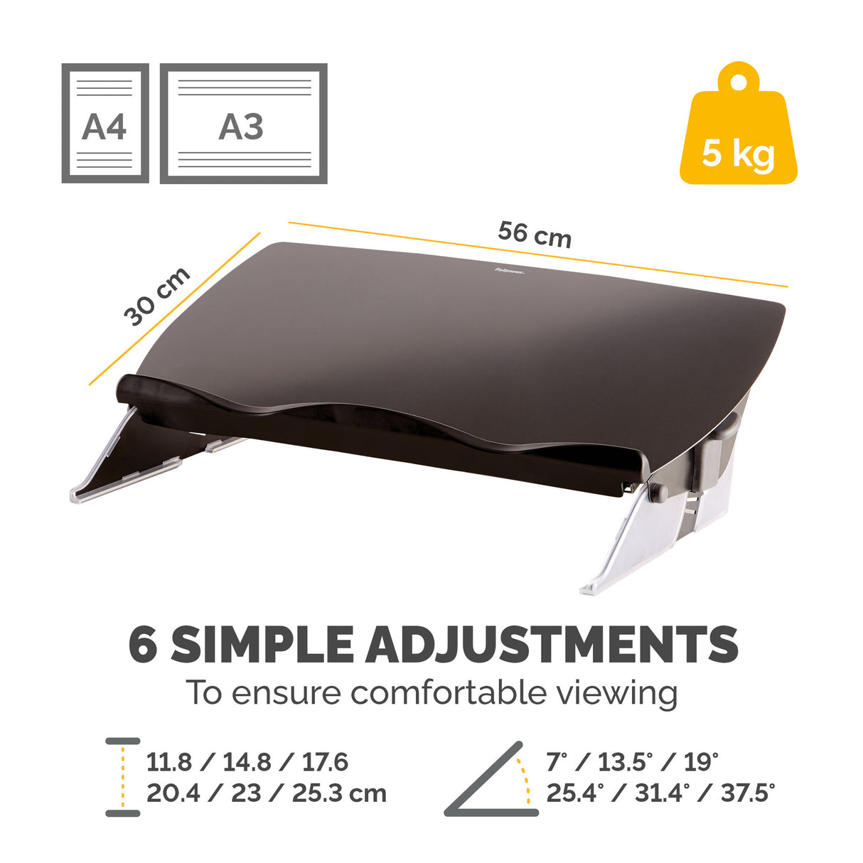 Fellowes Easy Glide document holder Black, Grey