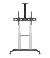 Manhattan Trolley Mound Stand for TV & Monitors, For screens: 37" to 100",VESA compatability:all between 200x200 to 1000x600mm -check the dimensions of the four mounting holes on back of screen to ensure it fits,Max 80kg,Height adjustable 1200 to 1600mm,L