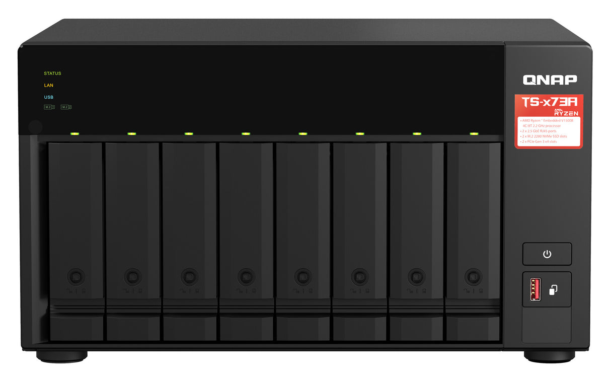 QNAP TS-873A-8G NAS Tower Ryzen Embedded V1500B 8 GB DDR4 80 TB HDD Black