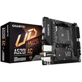 GIGABYTE A520I AC Motherboard - Supports AMD Ryzen 5000 Series AM4 CPUs, 6 Phases Digital VRM, up to 5300MHz DDR4 (OC), 1xPCIe 3.0 M.2, WIFI, GbE LAN, USB 3.2 Gen1