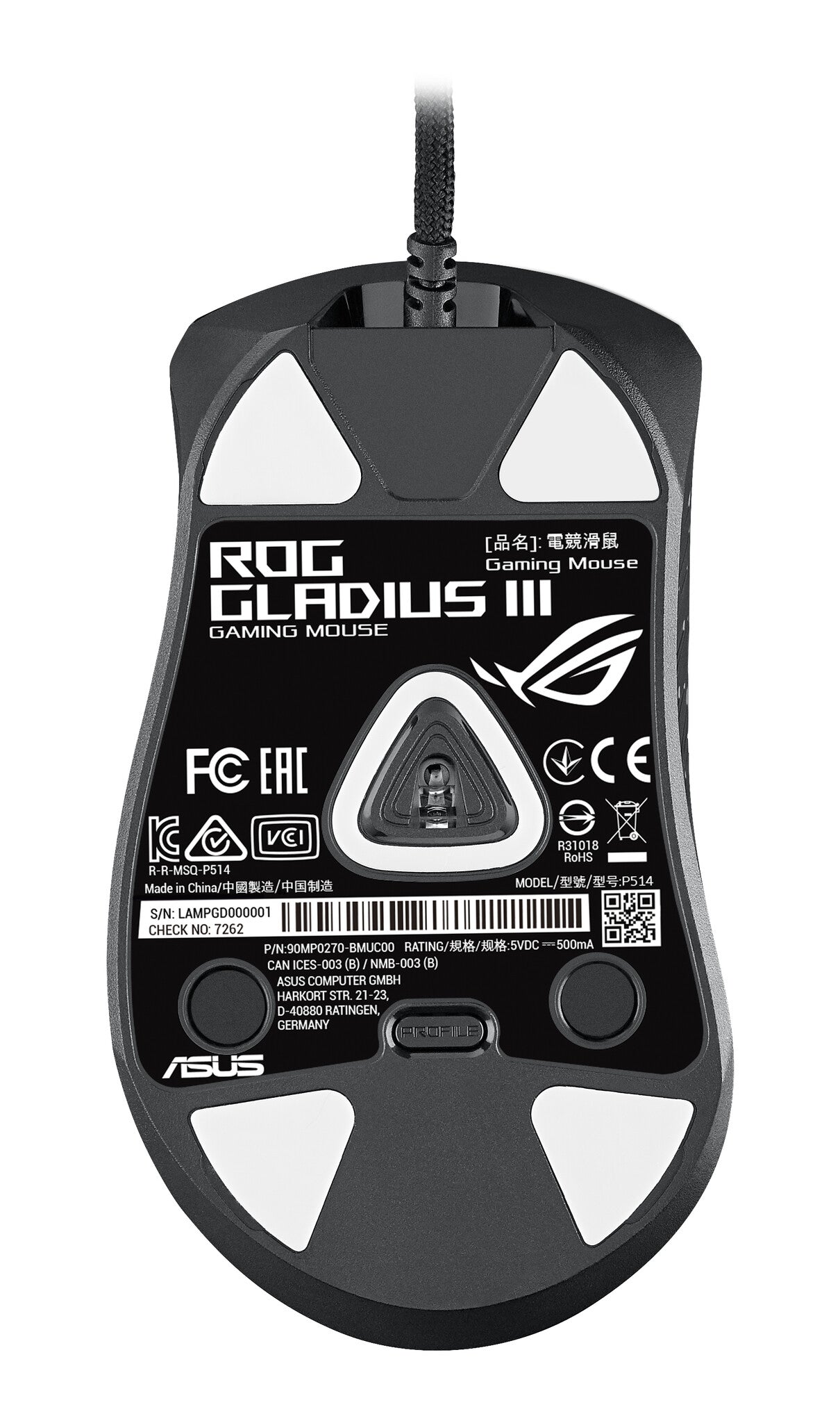 ASUS ROG Gladius III mouse Gaming Right-hand USB Type-A Optical 19000 DPI