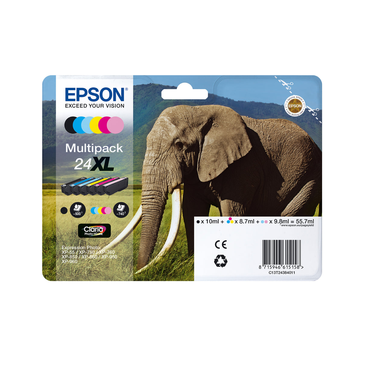 Epson 24XL Elephant Claria Photo HD Multipack 6-colours EasyMail Ink