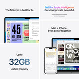 Apple MacBook Air 13-inch : M5 chip with 10‑core CPU and 10‑core GPU, 24GB, 1TB SSD - Silver