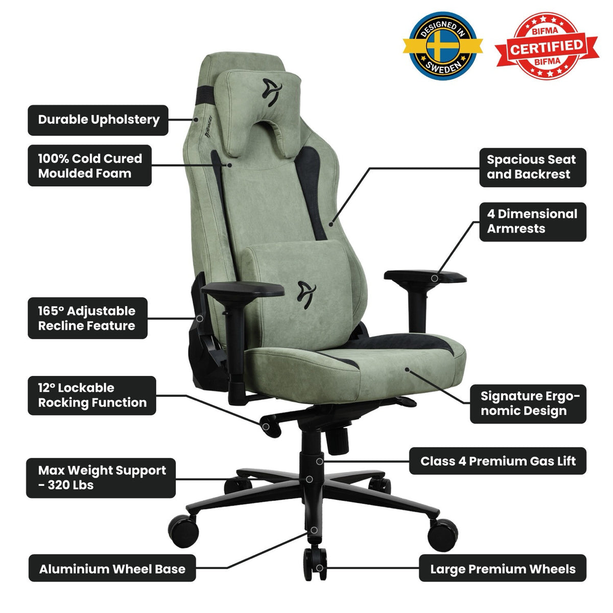 Arozzi Vernazza Supersoft - Forest PC gaming chair Padded seat Green