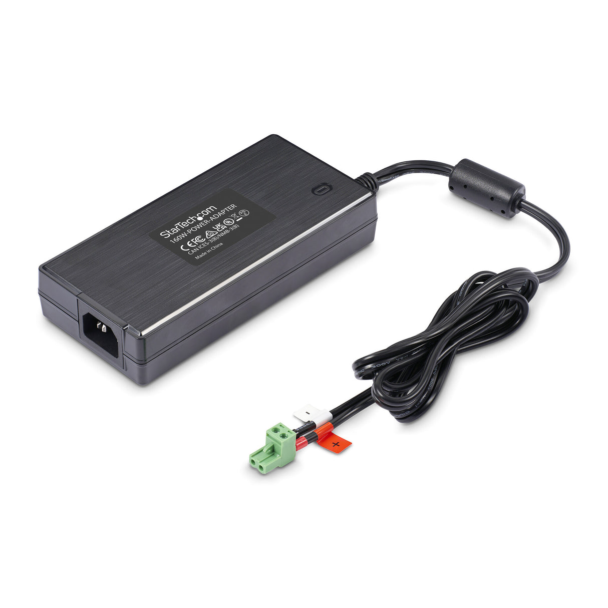 StarTech.com 160W Universal DC Power Adapter (24V/6.6A), 4ft(1.2m) 2-Wire Cord, 2/3-Pin Terminal Blocks, 100-240V AC/DC External Power Supply for Industrial USB Hubs, NA/UK/EU/ANZ